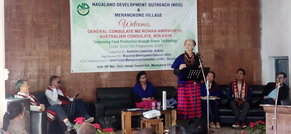 Australia Consul-General Kolkata Rowan Ainsworth during her visit to Merangkong village under Mokokchung district on November 29. 